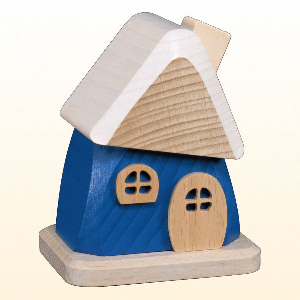 Räucherhaus blau, klein, 9 cm