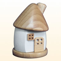 Räucherhaus rund, cremeweiß, klein, 9 cm