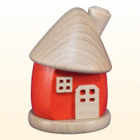 Räucherhaus rund, rot, klein, 9 cm