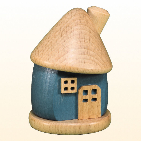 Räucherhaus rund, blau, klein, 9 cm