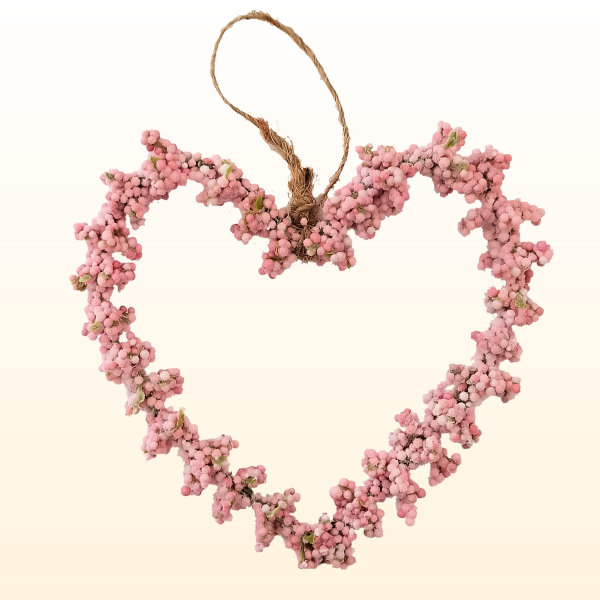Blüten-Herz mit rosa Schleierkraut, Aufhänger