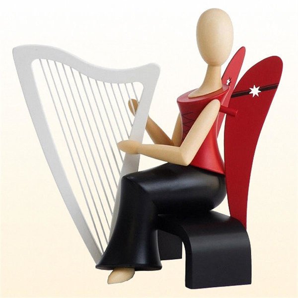 Sternkopf-Engel mit Harfe, sitzend
