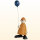 Gratulant Linus mit blauem Luftballon, gelb, 9cm
