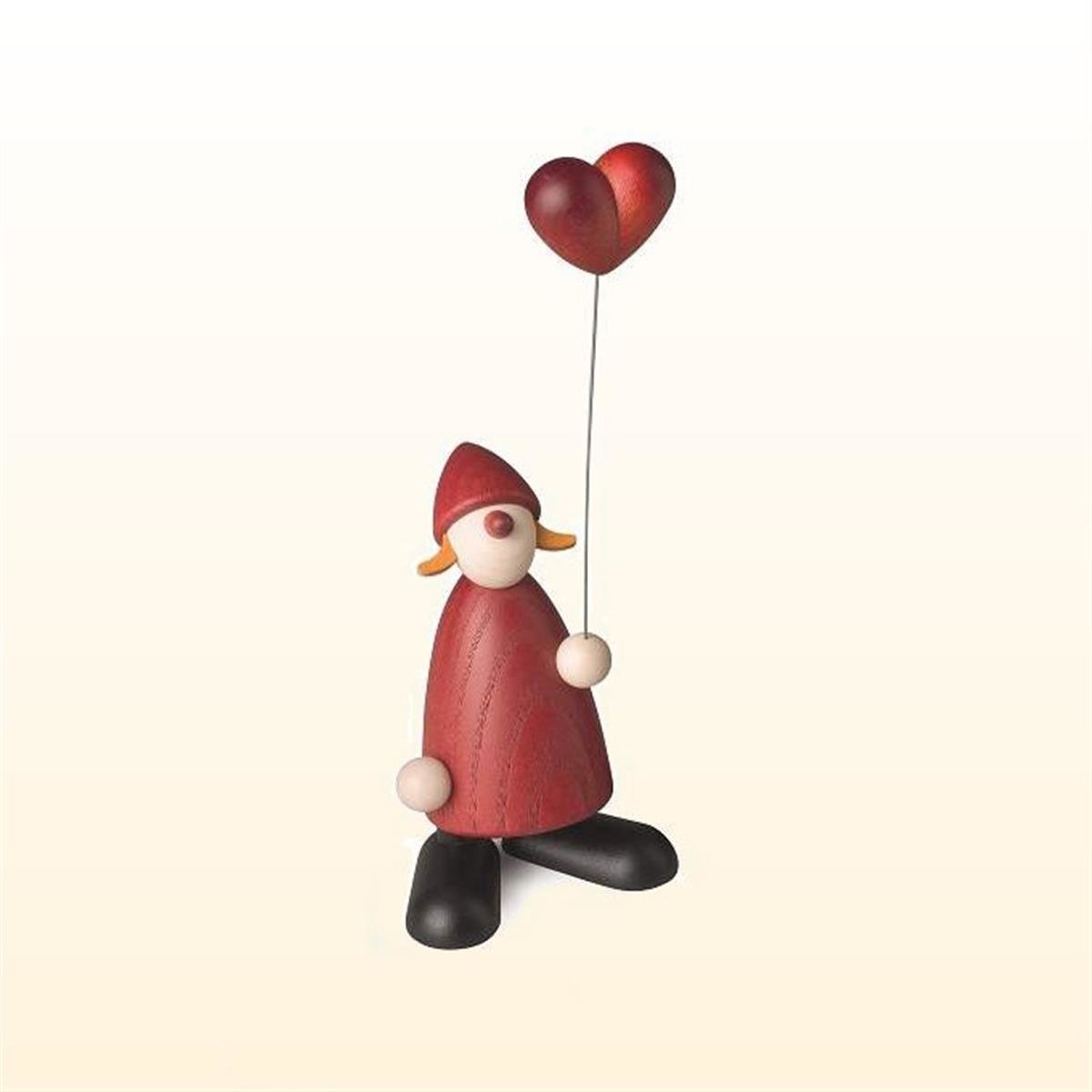 Weihnachtsfrau mit Herzballon, 9cm
