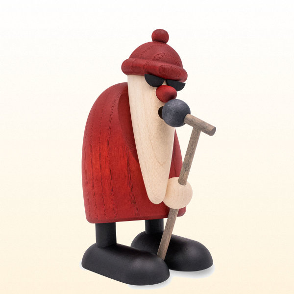 Weihnachtsmann am Mikrofon, introvertiert