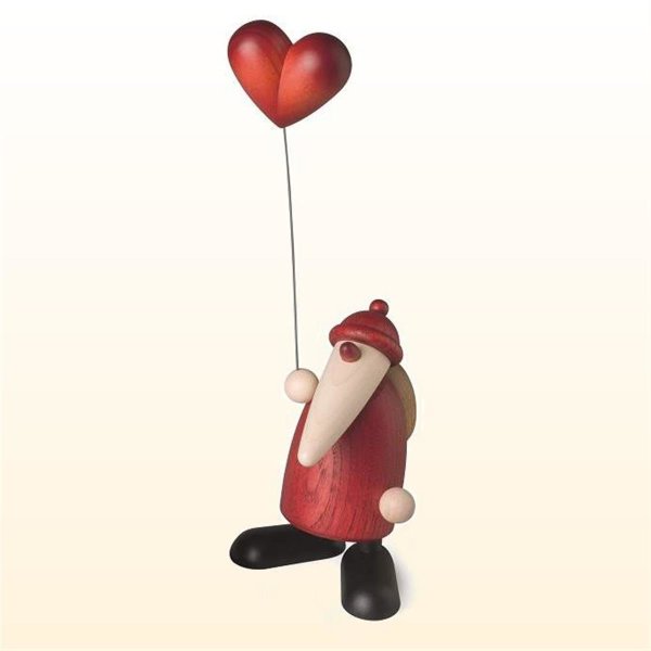 Letztmalig 2021! Weihnachtsmann mit Herzballon, 9cm