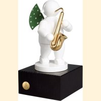 Engel mit Saxophon, auf kleinem Sockel, mit...