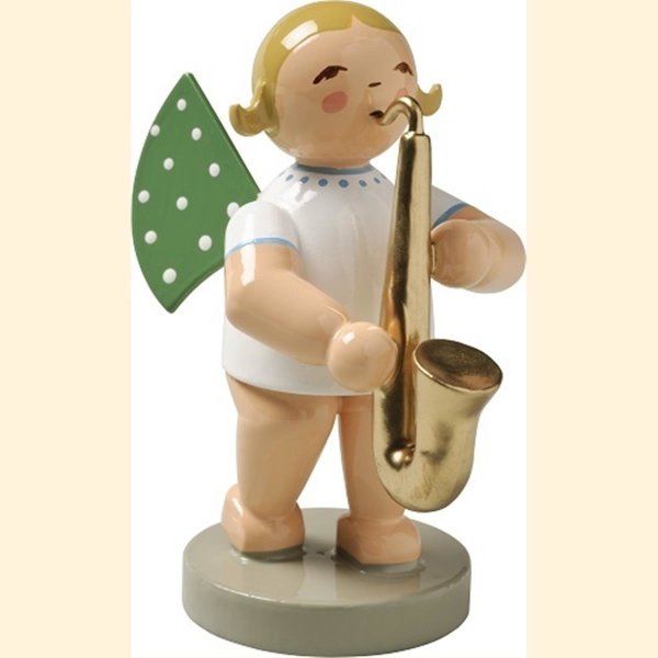 Engel mit Saxophon, stehend, blond