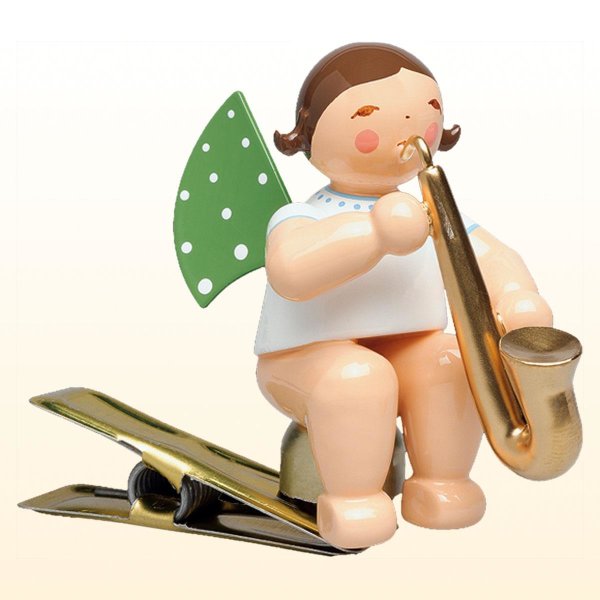 Engel mit Saxophon, auf Klemme