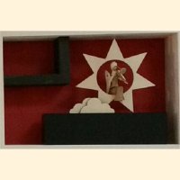 Sternkopf-Engel mini aus Akazienholz mit Posaune im Stern