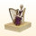 Sternkopf-Engel mini Amaranth sitzend mit Harfe auf Sockel