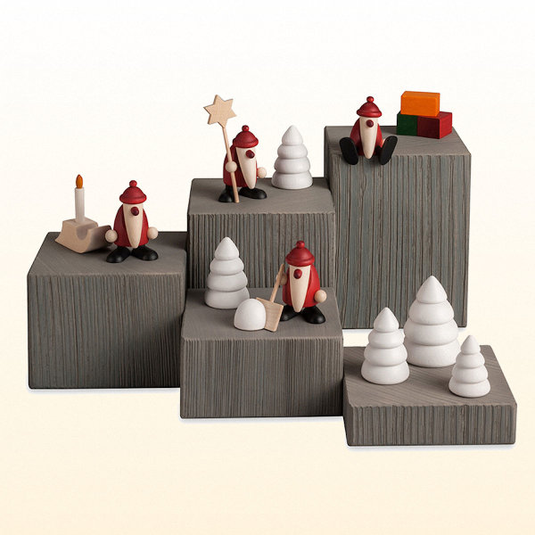 Köhler Miniaturen Set auf grauen Deko-Klötzen
