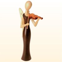 Sternkopf-Engel mini Makassar stehend mit Geige auf Sockel