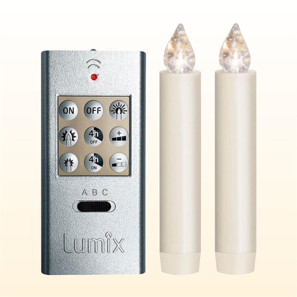 Lumix LED Kerzen superlight 11,5 cm, 2-teilig mit Fernbedienung