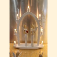 Schwibbogen, Gotiker Bogen, 7 Kerzen, weiß